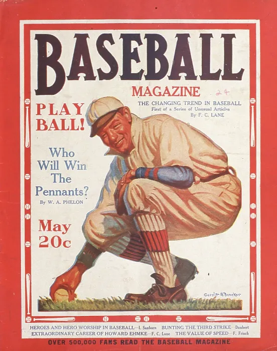 Framed Print : Baseball Magazine Cover With A Fielder In Action Framed Print : Baseball Magazine Cover With A Fielder In Action