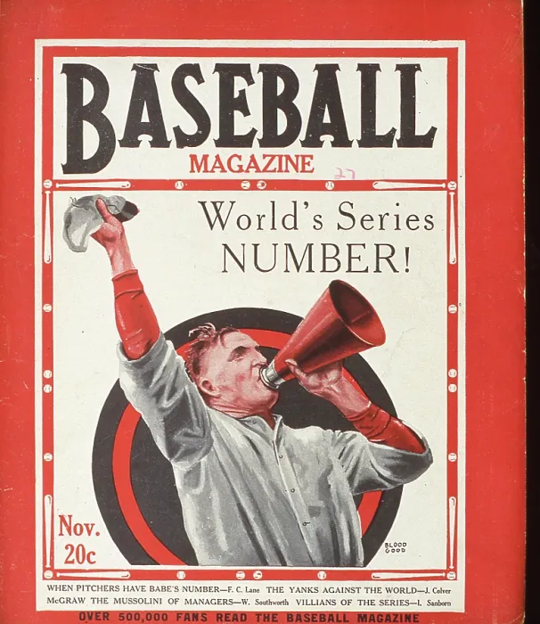 Framed Print : Baseball Magazine Cover With A Man & Megaphone During World Series Framed Print : Baseball Magazine Cover With A Man & Megaphone During World Series