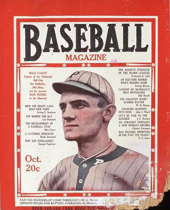 Framed Print : Baseball Magazine Cover With Max Carey Framed Print : Baseball Magazine Cover With Max Carey