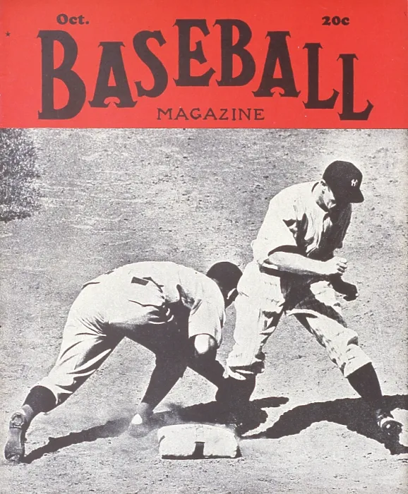 Framed Print : Baseball Magazine Cover With A Play At First Base
