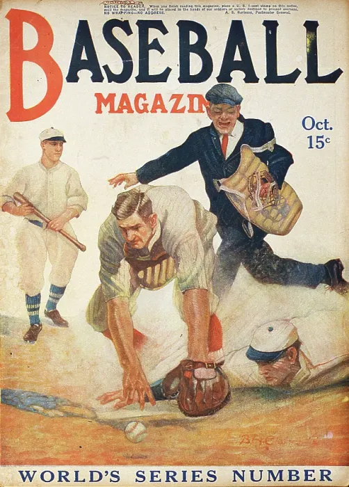 Framed Print : Baseball Magazine Cover With A Play At Home Plate