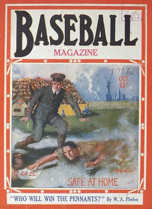 Framed Print : Baseball Magazine Cover With A Play At Home Plate