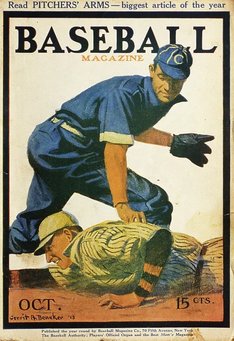 Framed Print : Baseball Magazine Cover With A Play At Second Base Framed Print : Baseball Magazine Cover With A Play At Second Base