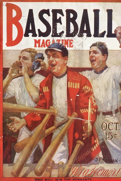 Framed Print : Baseball Magazine Cover With Players Cheering From Dugout Framed Print : Baseball Magazine Cover With Players Cheering From Dugout