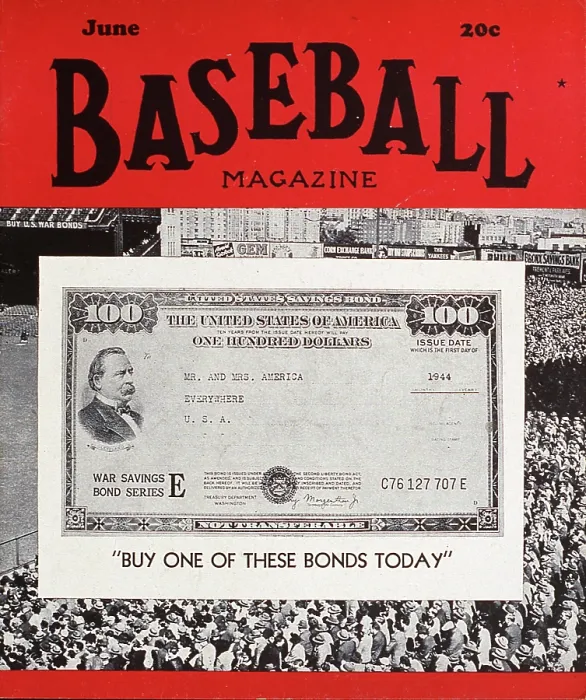 Framed Print : Baseball Magazine Cover With War Bonds Ad Framed Print : Baseball Magazine Cover With War Bonds Ad