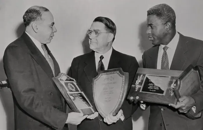 Framed Print : Baseball Officials Holding Awards