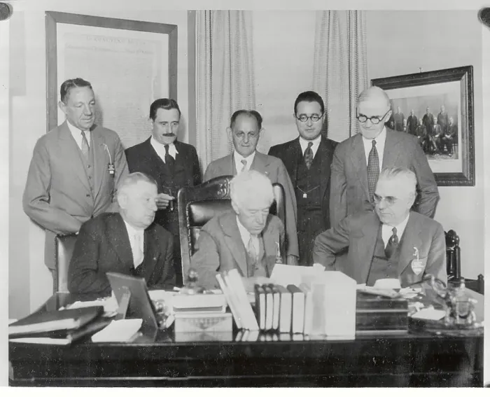 Framed Print : Baseball Officials Meeting for Upcoming World Series Framed Print : Baseball Officials Meeting for Upcoming World Series