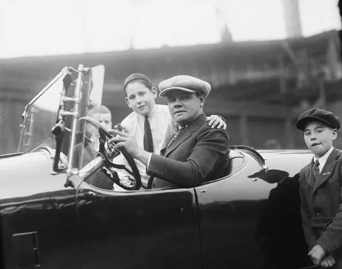 Framed Print : Baseball Player Babe Ruth Taking Fans for Drive