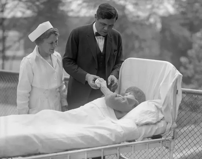 Framed Print : Baseball Player Babe Ruth Visiting Children's Hospital
