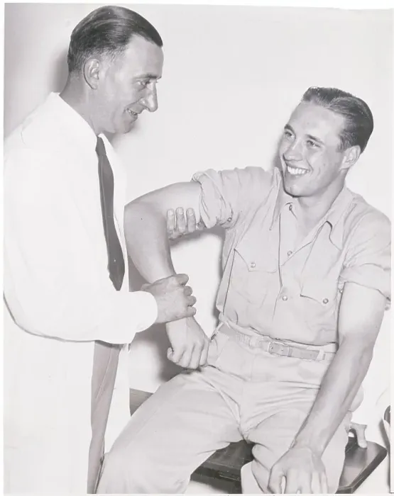 Framed Print : Baseball Player Bob Feller Being Examined by Physician Framed Print : Baseball Player Bob Feller Being Examined by Physician