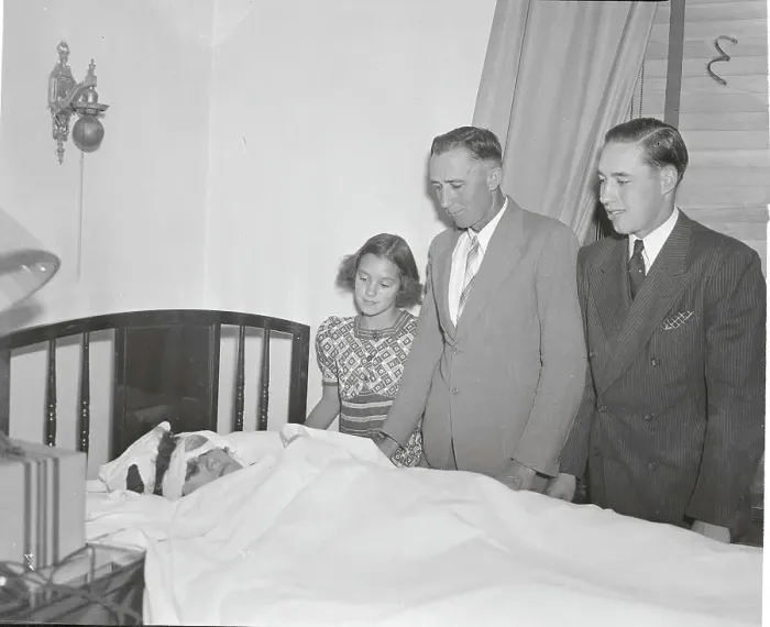 Framed Print : Baseball Player Bob Feller Visiting His Mother in Hospital