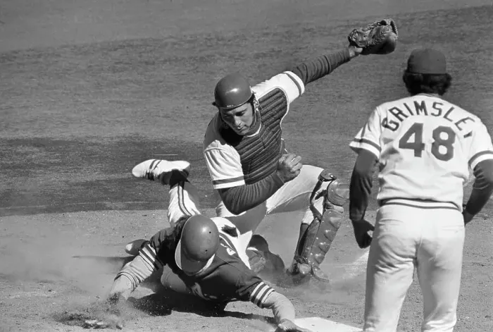 Framed Print : Baseball Player Dick Green Tagged Out at Home Plate Framed Print : Baseball Player Dick Green Tagged Out at Home Plate