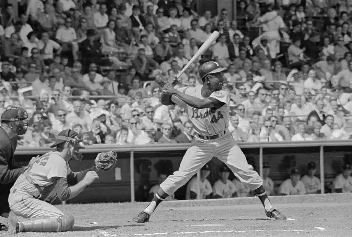 Framed Print : Baseball Player Hank Aaron at Bat During Game Framed Print : Baseball Player Hank Aaron at Bat During Game