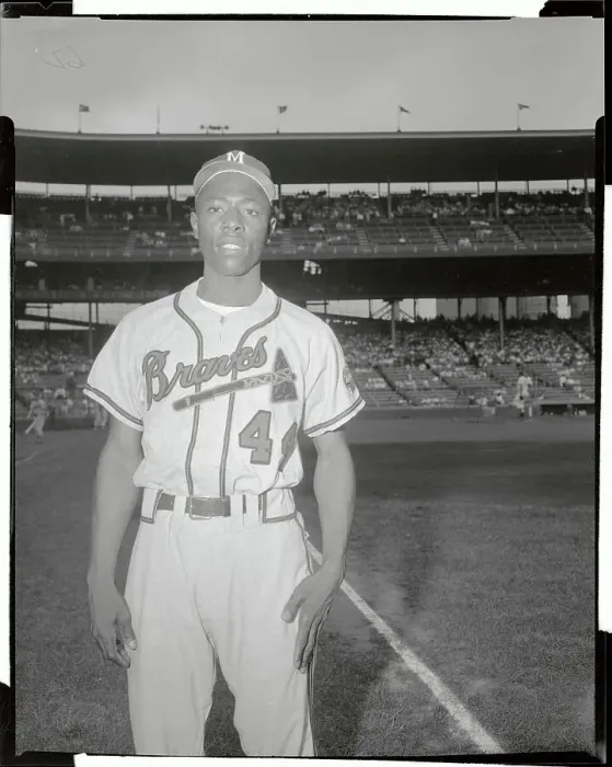 Framed Print : Baseball Player Hank Aaron in Uniform