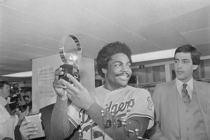 Framed Print : Baseball Player Pedro Guerrero Holding Trophy Framed Print : Baseball Player Pedro Guerrero Holding Trophy
