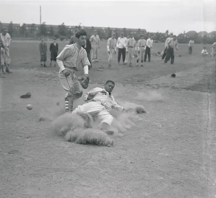 Framed Print : Baseball Player Sliding onto Mound Framed Print : Baseball Player Sliding onto Mound