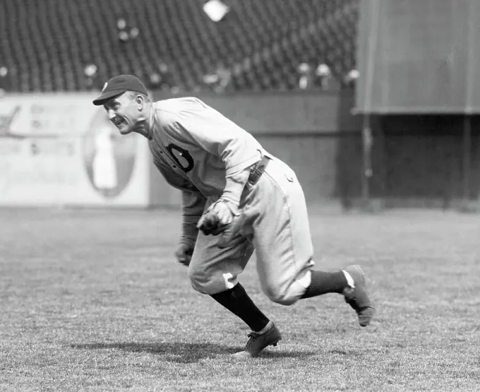 Framed Print : Baseball Player Ty Cobb Fielding Ball During Game