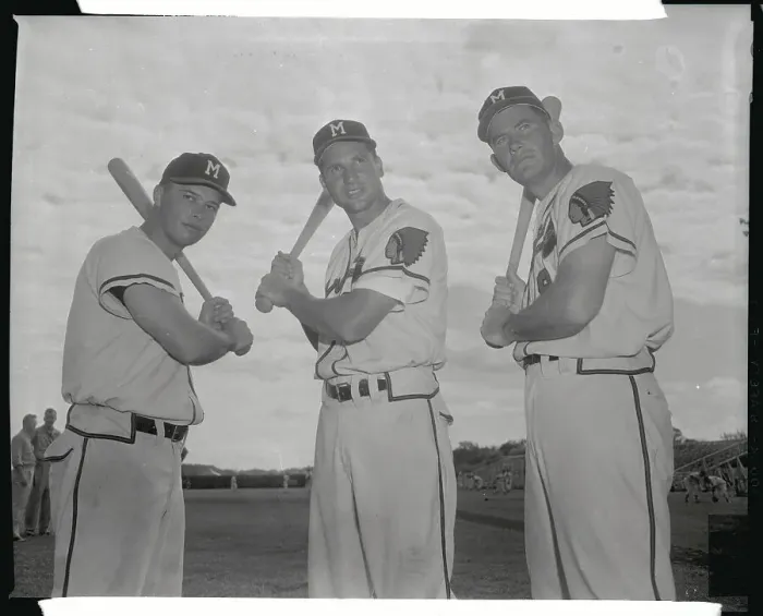 Framed Print : Baseball Players Posing with Baseball Bats Framed Print : Baseball Players Posing with Baseball Bats
