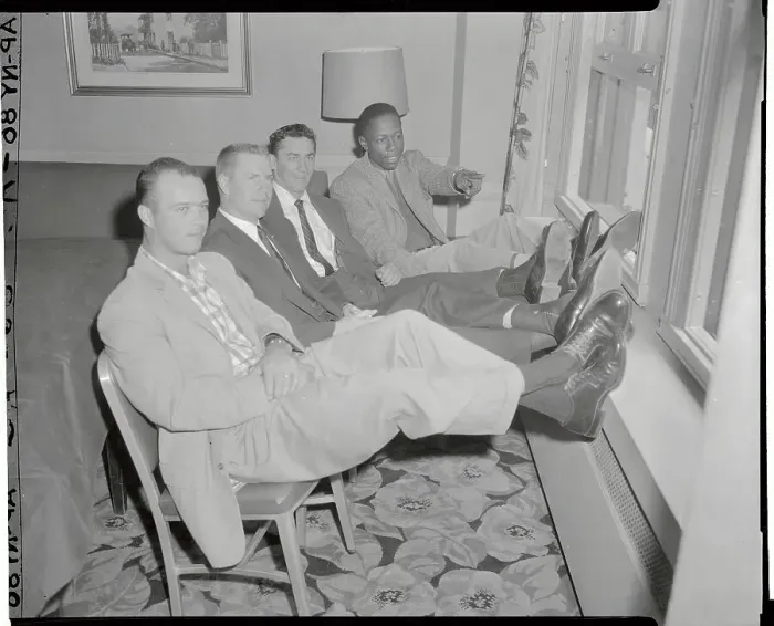 Framed Print : Baseball Players Sitting in Hotel Room Framed Print : Baseball Players Sitting in Hotel Room