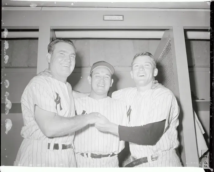Framed Print : Baseball Players Smiling in Locker Room Framed Print : Baseball Players Smiling in Locker Room