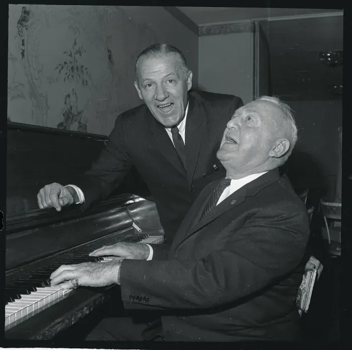 Framed Print : Baseball Veterans Singing at Piano Framed Print : Baseball Veterans Singing at Piano