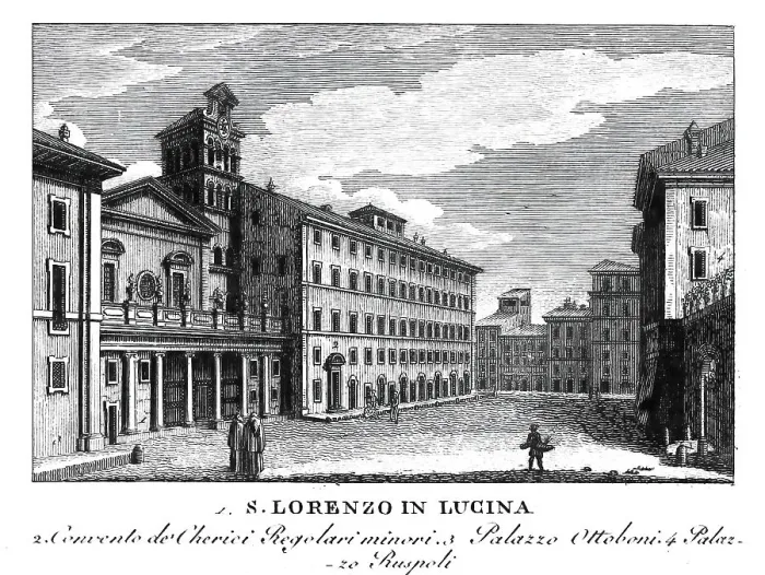 Framed Print : Basilica of San Lorenzo in Lucina, Sancti Laurentii in Lucina, Church dedicated to St. Lawrence in Rome, Italy, digitally restored reproduction from Vedute principali e piu interessanti di Roma by Giovanni Battista, 1799 Framed Print : Basilica of San Lorenzo in Lucina, Sancti Laurentii in Lucina, Church dedicated to St. Lawrence in Rome, Italy, digitally restored reproduction from Vedute principali e piu interessanti di Roma by Giovanni Battista, 1799