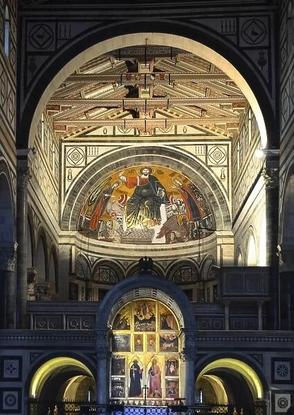 Basilica of San Miniato al Monte interior details, Florence, Tuscany