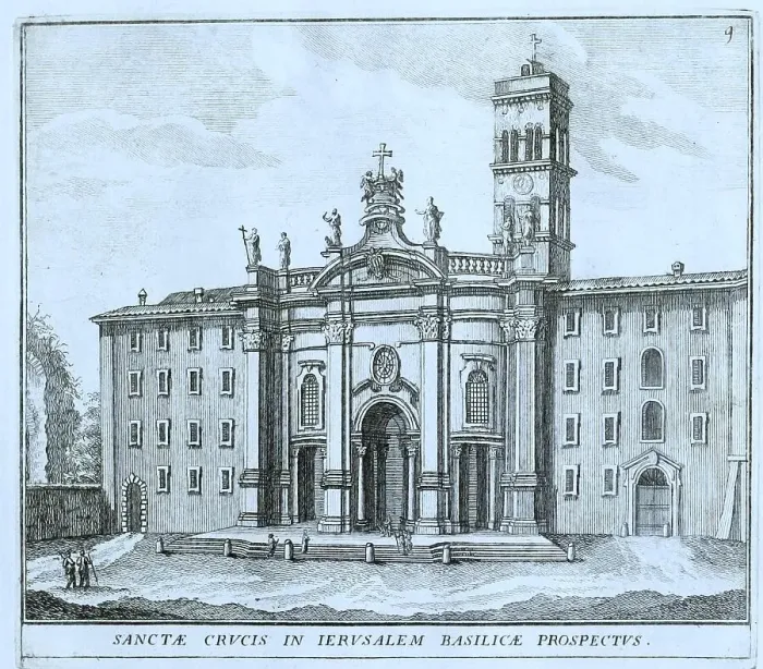 Framed Print : Basilica Santa Croce in Gerusalemme, Basilica Sanctae Crucis in Hierusalem, Basilica of the Holy Cross in Jerusalem, is one of the seven pilgrimage churches, historic Rome, Italy, digital reproduction of an original 17th-century artwork Framed Print : Basilica Santa Croce in Gerusalemme, Basilica Sanctae Crucis in Hierusalem, Basilica of the Holy Cross in Jerusalem, is one of the seven pilgrimage churches, historic Rome, Italy, digital reproduction of an original 17th-century artwork