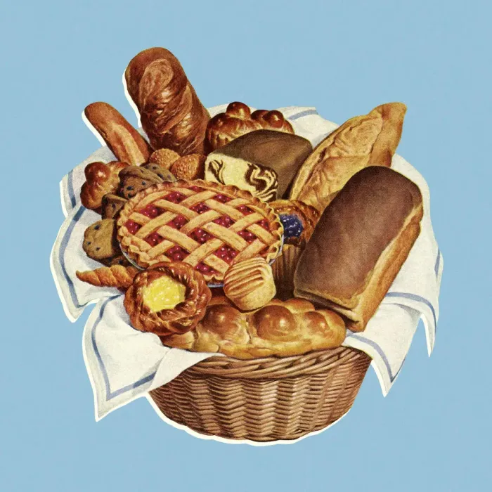 Framed Print : Basket Full of Baked Goods Framed Print : Basket Full of Baked Goods