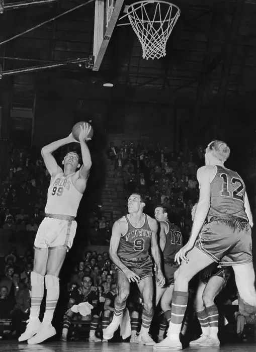 Framed Print : Basketball Player George Mikan Shooting During Game Framed Print : Basketball Player George Mikan Shooting During Game