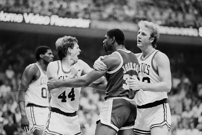 Framed Print : Basketball Player Larry Bird Restraining Magic Johnson Framed Print : Basketball Player Larry Bird Restraining Magic Johnson