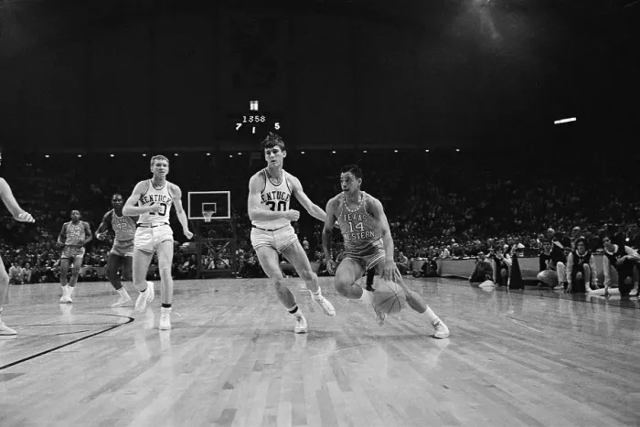 Framed Print : Basketball Players in Action on Court Framed Print : Basketball Players in Action on Court