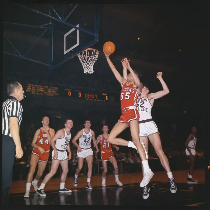 Framed Print : Basketball Players Battling at Net Framed Print : Basketball Players Battling at Net