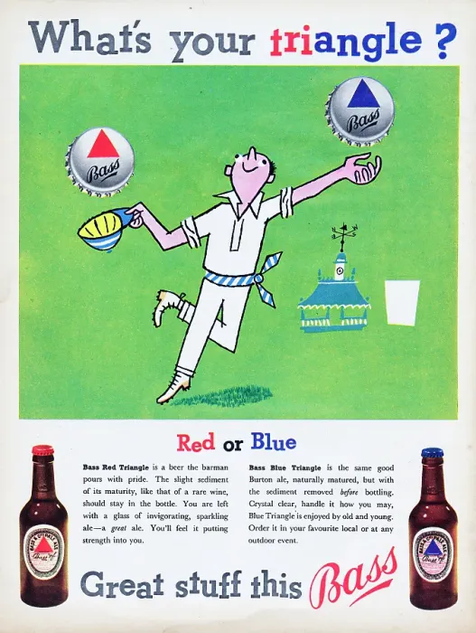 Framed Print : Bass Beer. 1955: Advertisement for Bass Red Triangle Framed Print : Bass Beer. 1955: Advertisement for Bass Red Triangle