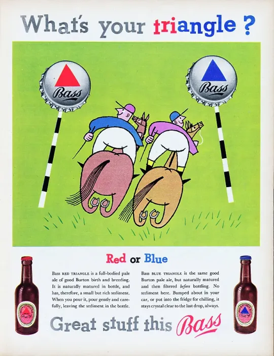 Framed Print : Bass Beer. 1955: Advertisement for Bass Red Triangle Framed Print : Bass Beer. 1955: Advertisement for Bass Red Triangle