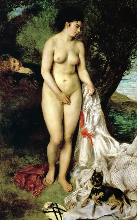 Framed Print : Bather ('La Baigneuse au griffon'), 1870. Artist: Pierre-Auguste Renoir Framed Print : Bather ('La Baigneuse au griffon'), 1870. Artist: Pierre-Auguste Renoir