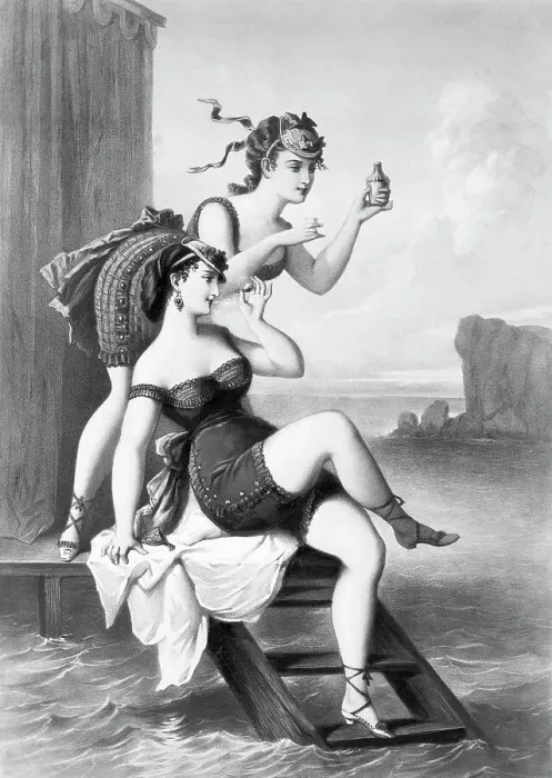 Framed Print : Bathing Beauties In Front Of Bath House
