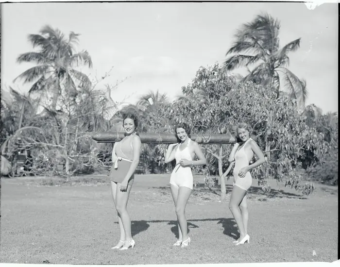 Framed Print : Bathing Girls Displaying Biggest Cigar in World Framed Print : Bathing Girls Displaying Biggest Cigar in World