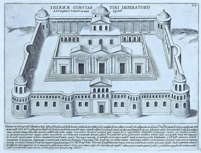 Framed Print : Baths of Constantine, on the Quirinal Hill. The Baths of Constantine were built around 315 AD on the top of the Quirinal Hill, historical Rome, Italy, 1625, Rome, digital reproduction of an 18th century original, original date unknown Framed Print : Baths of Constantine, on the Quirinal Hill. The Baths of Constantine were built around 315 AD on the top of the Quirinal Hill, historical Rome, Italy, 1625, Rome, digital reproduction of an 18th century original, original date unknown