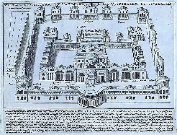 Baths of Diocletian and Maximian between the Quirinal and Viminal Hills. The baths were built between 298, 306, historical Rome, Italy, 1625, Rome, digital reproduction of an 18th century original, original date unknown