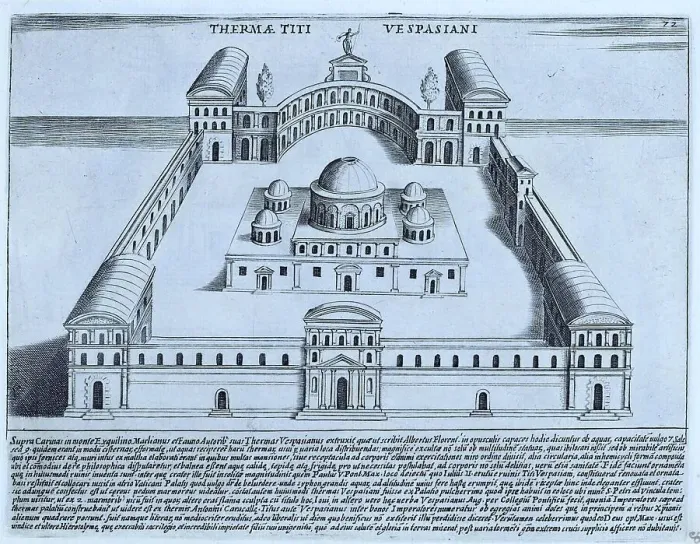 Framed Print : The Baths of Vespasian and Titus. The Baths of Titus, son of Vespasian, were built quickly in 81 AD so that they could be opened and inaugurated at the same time as the Colosseum, historical Rome, Italy, 1625, Rome Framed Print : The Baths of Vespasian and Titus. The Baths of Titus, son of Vespasian, were built quickly in 81 AD so that they could be opened and inaugurated at the same time as the Colosseum, historical Rome, Italy, 1625, Rome