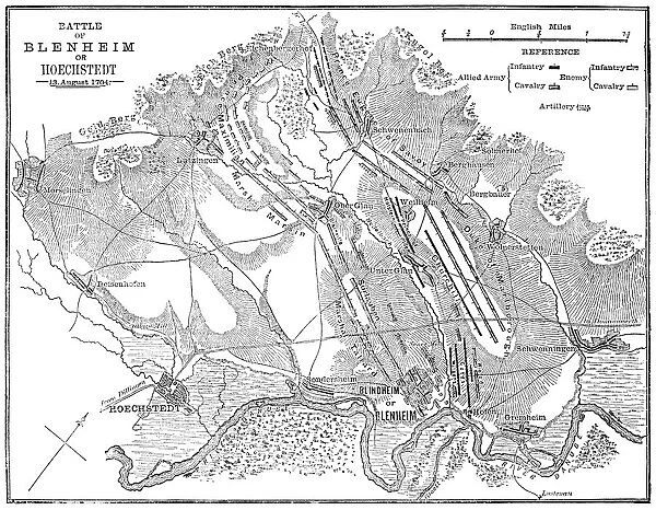 Battle of Blenheim (Hoechstedt) - map drawn in 1880