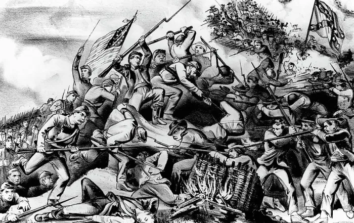 Framed Print : Battle at Chattanooga, Tennessee, November 24-24, 1863. (General Grant - General Bragg). Lithograph by Currier & Ives Framed Print : Battle at Chattanooga, Tennessee, November 24-24, 1863. (General Grant - General Bragg). Lithograph by Currier & Ives