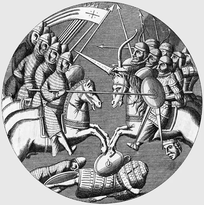 Framed Print : Battle Between Crusaders And Muslems Framed Print : Battle Between Crusaders And Muslems