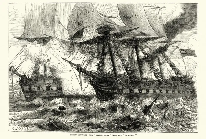 Framed Print : Battle between HMS Shannon and USS Chesapeake, 1813