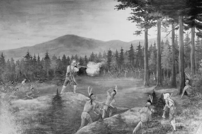 Framed Print : Battle with the Iroquois Indians Framed Print : Battle with the Iroquois Indians