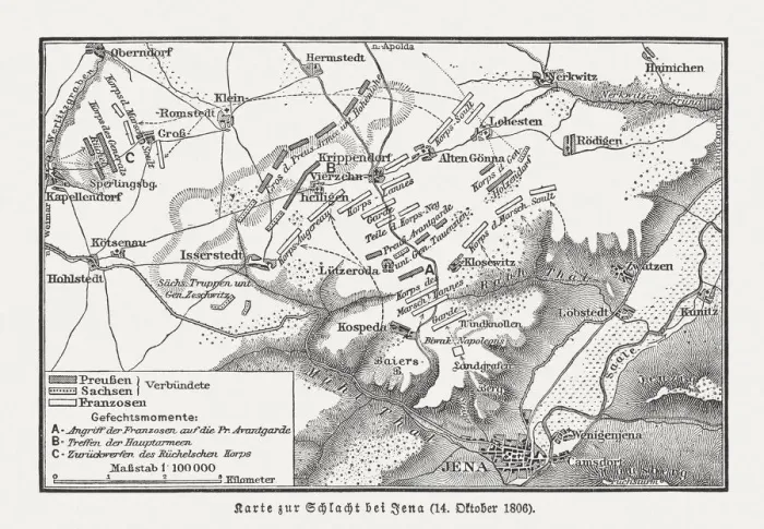 Framed Print : Battle of Jena and Auerstedt, 1806, wood engraving, published 1897
