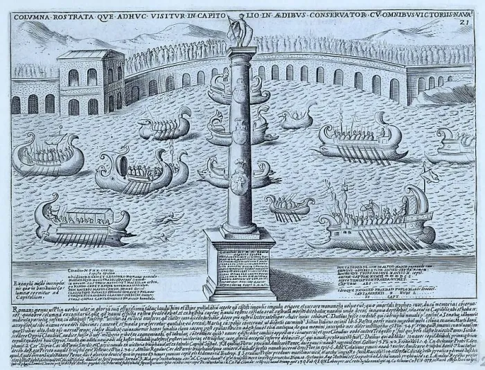 Framed Print : After the Battle of Mylae in 260 BC during the First Punic War, a Columna Rostrata, a victory column, was erected on the Roman Forum in honour of Gaius Duilius, naval commander and consul, historical Rome, Italy Framed Print : After the Battle of Mylae in 260 BC during the First Punic War, a Columna Rostrata, a victory column, was erected on the Roman Forum in honour of Gaius Duilius, naval commander and consul, historical Rome, Italy