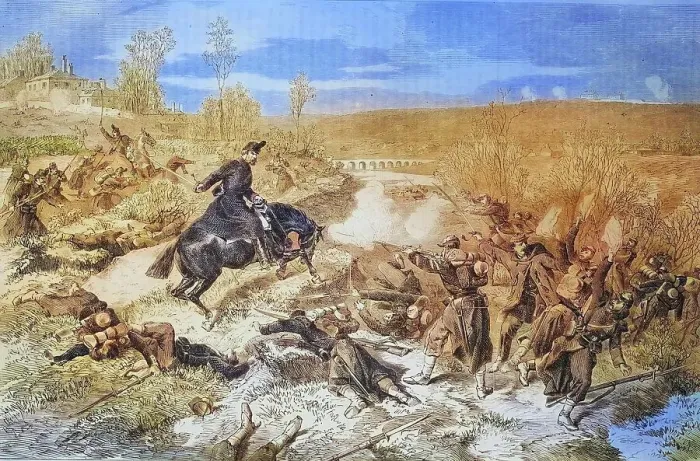 Framed Print : Battle scene, illustrated war history, German, French war 1870-1871, Germany, France, Battle scene, illustrated war history, German, French war 1870-1871, Germany, France