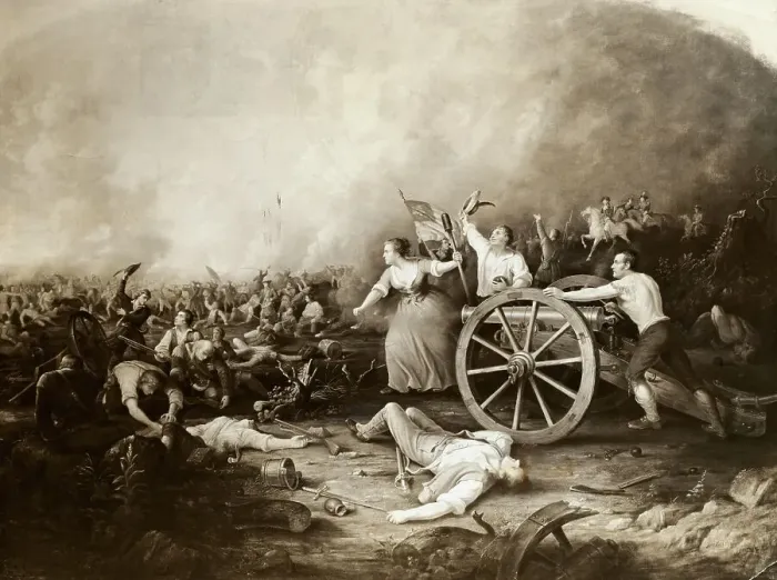 Framed Print : Battle Scene with Molly Pitcher Framed Print : Battle Scene with Molly Pitcher